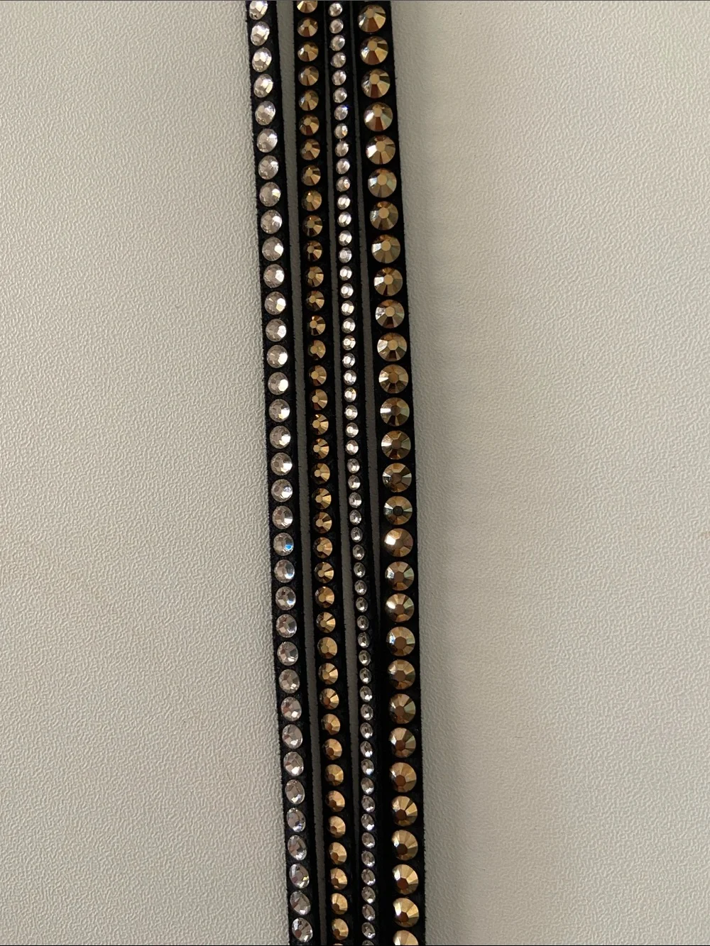 Swarovski Black Multi-Row Wrap Bracelet with Clear Crystals and Gold Accents